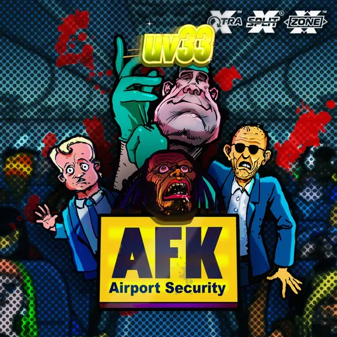 Interface do slot AFK Airport Security com elementos de controle de aeroporto